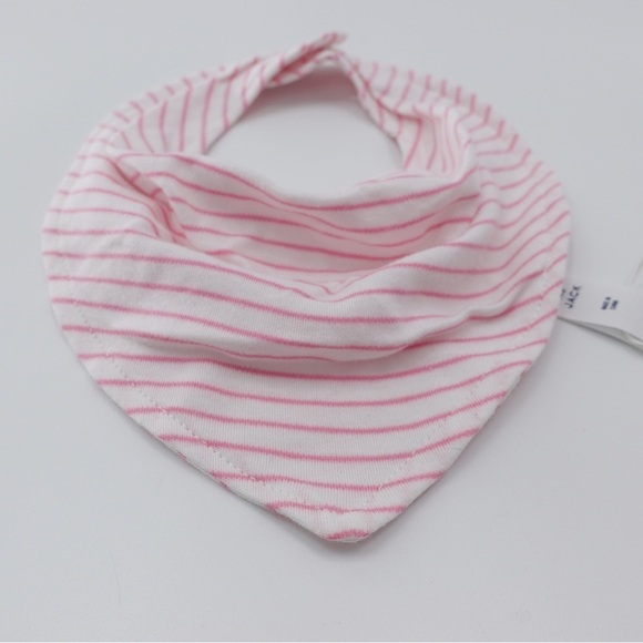 NWT Janie & Jack Baby Girl Bib 100% Cotton Snap Closure Pink Striped - Picture 2 of 8
